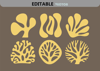 Poster - Abstract Yellow Shapes on Brown Background Vector Illustration of Organic Forms Botanical Inspired Design Elements for Creative Projects