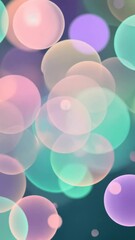 Poster - A blue and pink background with a bunch of circles. The circles are different sizes and colors. The background is blurry