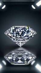 Aufkleber - A diamond is shown in a black background. The diamond is cut and polished. The diamond is the center of the image