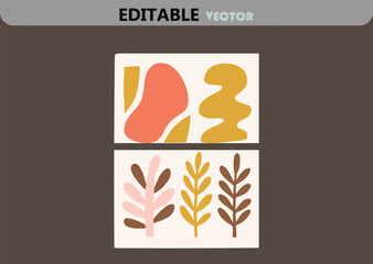 Poster - Modern Abstract Art Vector Illustration with Organic Shapes and Plant Motifs in Earthy Tones for Print and Design Projects