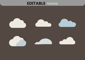 Poster - Set of Six Simple Cloud Vector Illustrations with Soft Colors and Editable Format for Design Projects and Presentations Use