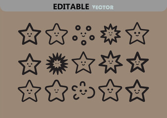 Poster - Cute Star and Circle Characters Pattern Seamless Vector Background with Smiling Faces Editable and Scalable for Various Creative Projects