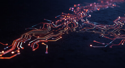 Poster - Abstract Glowing Circuit Board Technology Background Digital Network Connections High Tech