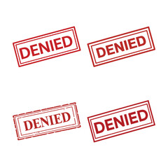Fototapete - A set of four red rubber stamp, DENIED text, bold capital letters, grunge texture.