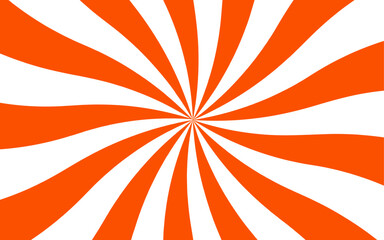 Aufkleber - Abstract high-energy background with radial burst pattern and alternating curved rays. Smooth, wavy orange rays spiraling outward from a central point. Motion and depth, evoking a retro, playful