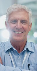 Aufkleber - Face, office and mature business man with crossed arms for confidence, pride and smile for job. Professional, corporate and portrait of person for project management, finance career and opportunity