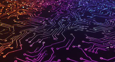 Poster - Abstract Glowing Circuit Board Technology Background Digital Data Network Electronic Connections