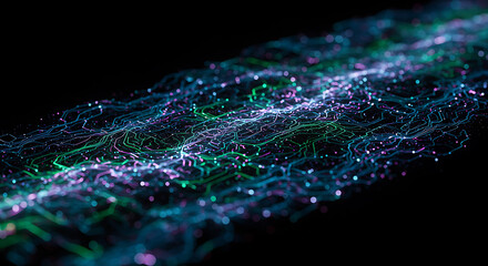 Poster - Abstract Futuristic Technology Network Glowing Circuit Board Pattern