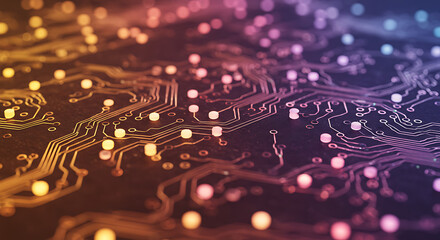 Poster - Abstract Close up of Illuminated Circuit Board Technology Background