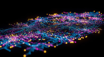 Poster - Abstract Digital Network Glowing Circuit Board Pattern with Neon Lights