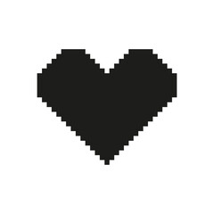 Fototapete - Pixelated Black Heart Icon. Retro Gaming, Love, And Emotion Symbol. Nostalgic 8-Bit Design. Isolated Vector Illustration