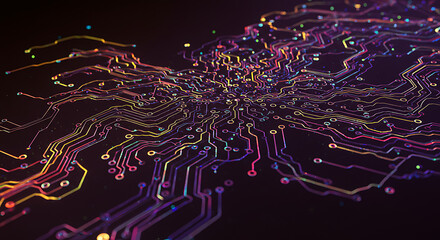 Poster - Abstract Colorful Circuit Board Technology Background Digital Data Network High Tech Innovation