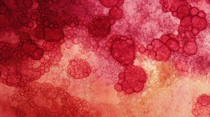 abstract red pattern with circles and smooth textures.