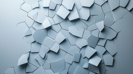 Poster - Textured wall with abstract fragmented shapes in muted tones