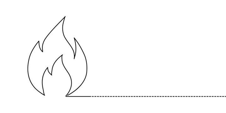 Continuous Line Drawing of Campfire Icon. Hand Drawn Symbol Vector Illustration, Continuous Line Drawing of Campfire Icon. Hand Drawn Symbol Vector Illustration, Campfire Single Line Icon, Bon fire.