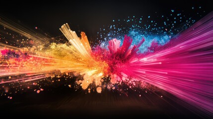Poster - Pulsing fiber-optic visuals traverse a darkened world map, capturing global internet flow