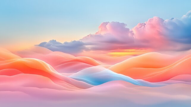 Soft waves of clouds drift across a seamless sky, enhanced by subtle, glowing light effects