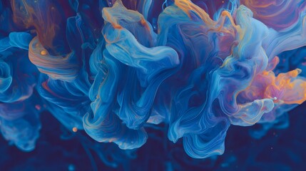 Poster - A vibrant dynamic composition showcasing the fluid motion and blending of colorful liquid paints creating a captivating abstract visual experience