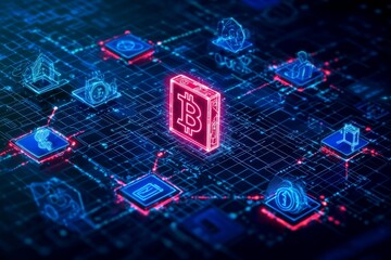 Poster - Dynamic Blockchain Flowchart Illustrating Roles and Connections