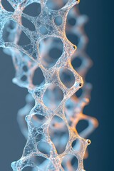 Poster - Abstract network structure. Connected dots form a web pattern against dark backdrop. Interlinked points with complex shapes. Scientific concept with vibrant gradients.