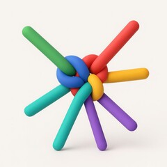 Poster - Colorful Abstract Knot Design: Intertwined 3D Shapes on White Background