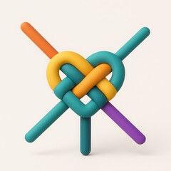 Poster - Colorful Intertwined Heart Knot Abstract 3D Render