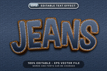 Poster - jeans text effect and editable text effect with blue denim jeans texture