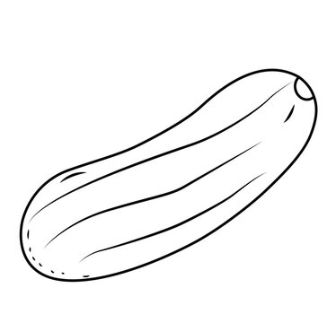 Cute cartoon hand drawn vector cucumber coloring page.