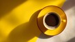 © hhh - A coffee cup on a bright surface, simplicity and warmth in minimalism