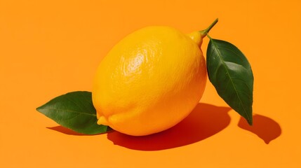 Poster - Close up of a single fresh lemon against a plain minimalist background with natural lighting and simple clean composition