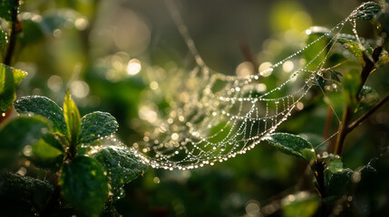 spider web with dew drops