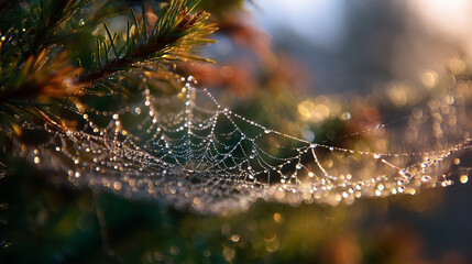 spider web with dew drops