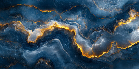  Digital artwork showcasing a stunning abstract marble texture in shades of blue and gold.