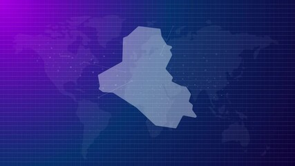 Poster - Iraq map futuristic country shape connected global map with blue gradient background