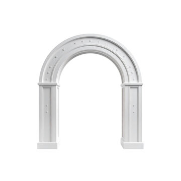 Elegant white archway architectural design element 3d on transparent background