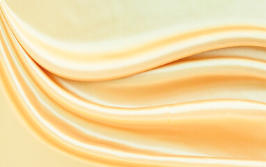 Poster - yellow gold satin texture that is white silver fabric luxurious shiny that is abstract silk cloth background with patterns soft waves blur beautiful.