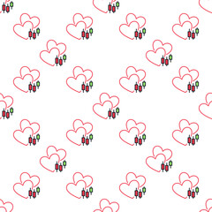 Poster - Two Hearts and Candlestick Chart vector Trading colored seamless pattern