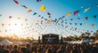© DSGNCO - Crowd at Music Festival with Colorful Flags