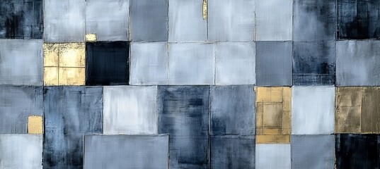 Poster - Abstract Blue Grey Textured Background, Geometric Design Of Squares In Shades Of Blue