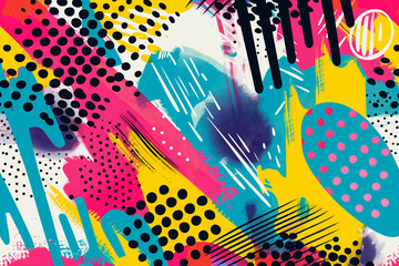 Poster - Cartoon pop art abstract background. Colorful vintage comic book style texture. Generative ai