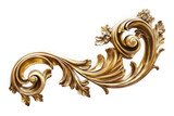 Ornate gold baroque design element isolated on transparent background
