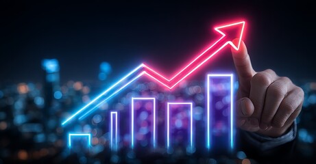 Poster - The concept of growth in the metaverse, finance, and investment, as represented by a profit graph, is crucial for business success and development analysis