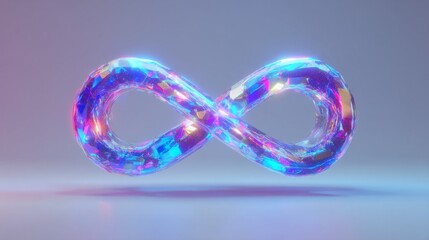 Poster - The infinity sign, endless and continuous, is held by a hand, signifying the boundless digital innovation of the virtual reality metaverse, which encompasses internet, gaming, online simulation,