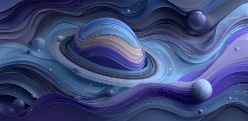 Poster - A futuristic space planet illustration suitable for use as a website banner, company poster, corporate sign, header, landing page, billboard agency, advertisements, advertising media, or a motion