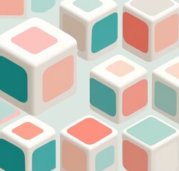 Poster - isometric seamless pattern of abstract geometric shapes and forms