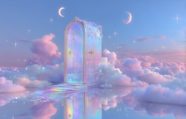 Poster - A surreal winter landscape serves as the backdrop for this abstract scene, created using 3D rendering techniques