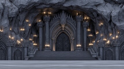 Poster - A dark medieval castle features a dungeon tunnel and a dark underground corridor in a dungeon with light