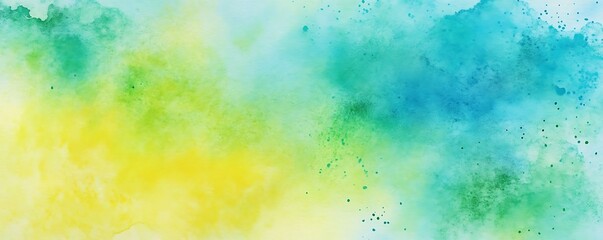 Poster - 
Yellow green blue abstract watercolor. Artistic colorful background with copy space for design.

