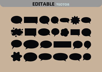 Poster - Diverse Set of Black Speech Bubbles and Thought Balloons for Graphic Design and Communication Projects in Editable Vector Format