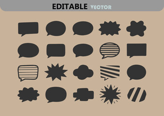 Poster - Hand Drawn Speech Bubbles and Thought Bubbles Vector Set Different Shapes Doodle Style Isolated on Beige Background Editable Vector Format Available for Customization